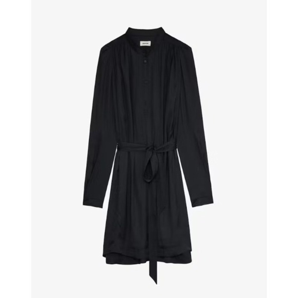 Zadig & Voltaire Dress Ritchin Satin Black Long‎ Sleeve Min9